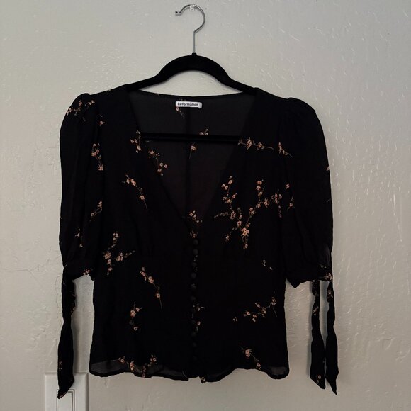 Reformation Ani Floral Top / Blouse In Wildflower, Size 12 - Great Condition - Picture 4 of 8
